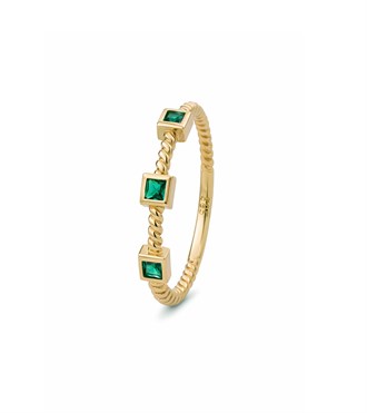 Yeşil Kare Taşlı Burgu Yüzük