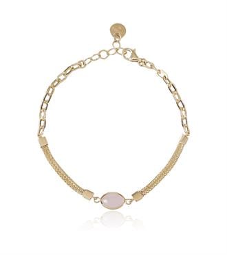 Pembe Taşlı Zincir Mix Bileklik