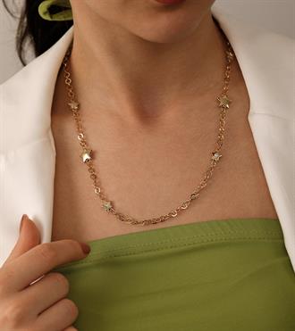 Yıldızlı Tasarım Zincir Mix Kolye