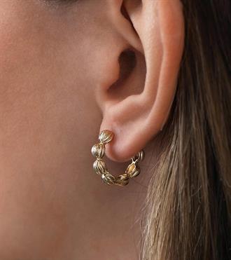 Çizgili Top Top Halka Küpe