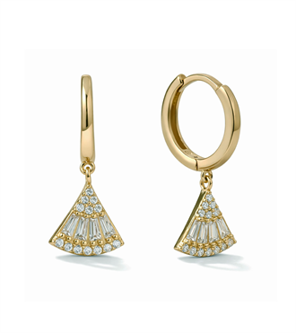 Taşlı Yelpaze Halka Küpe