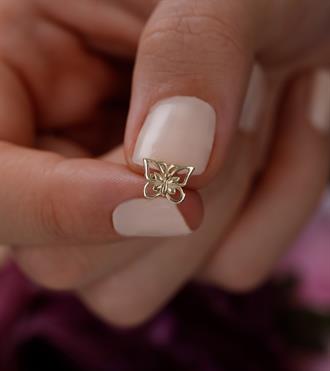 Altın Kelebek Vidalı Küpe