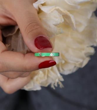 Serpme Taşlı Yeşil Yüzük