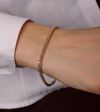 Renkli Taşlı Doç Zincir Bileklik