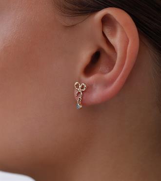 Firuzeli Fiyonk Vidalı Küpe