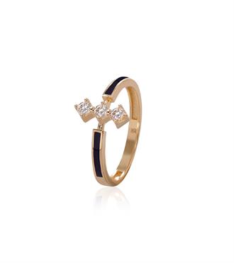 Lacivert Mineli Tria Yüzük