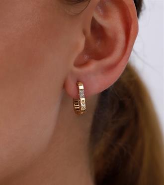 Taşlı Dot Dikdörtgen Küpe