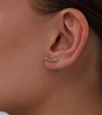 Balık Kılçığı Vidalı Küpe