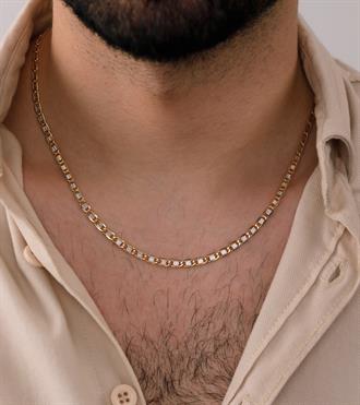 Beyaz Şeritli Ezme Zincir Kolye