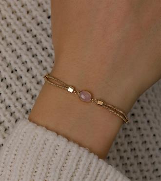 Pembe Taşlı Zincir Mix Bileklik