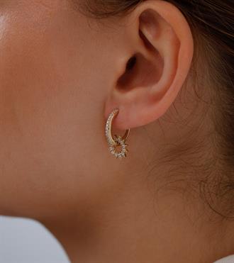 Taşlı Çark Altın Küpe