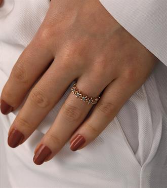 Firuzeli Çiçek Sıralı Yüzük