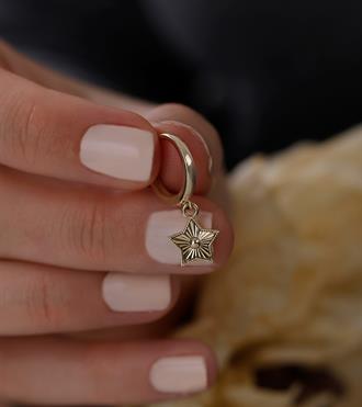 Kalemli Yıldız Sallantılı Küpe