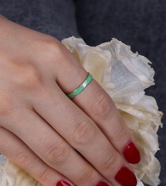 Serpme Taşlı Yeşil Yüzük