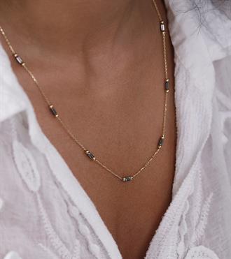 Siyah Çubuklu Zincir Kolye