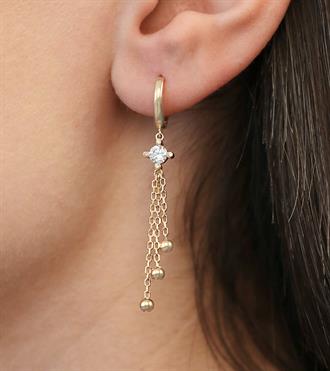 Zincirli Tektaş Halka Küpe