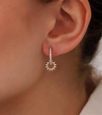 Taşlı Çark Altın Küpe