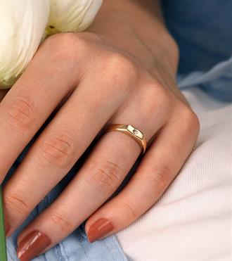 Mini Taşlı Düz Yüzük