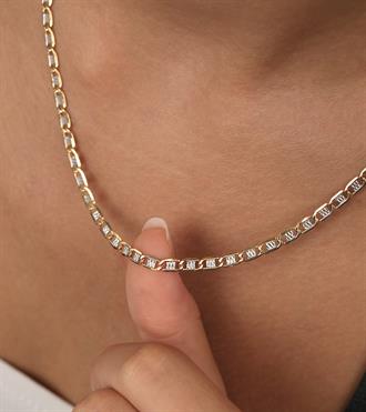 Beyaz Şeritli Ezme Zincir Kolye