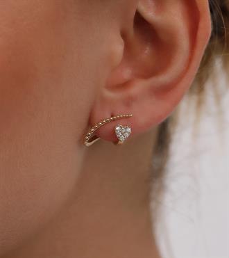 Taşlı Kalp Tasarım Küpe