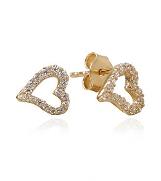 Taşlı Kalp Vidalı Küpe