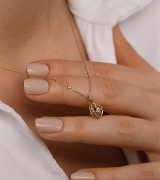 Taşlı Damla Kafes Kolye