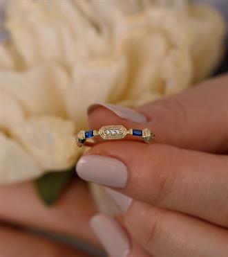 Lacivert Bagetli İkon Yüzük