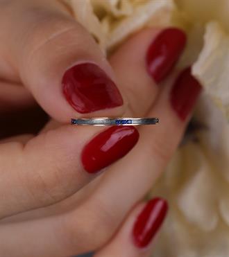 Lacivert Taşlı Mini Yüzük