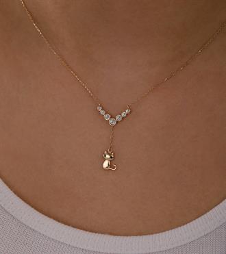 Kedi Sarkıtlı Lily Kolye
