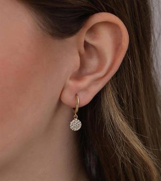 Taşlı Daire Sallantılı Küpe