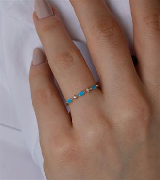 Firuze Taşlı Markiz Yüzük