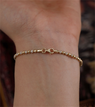 Taşlı Top Top Altın Bileklik