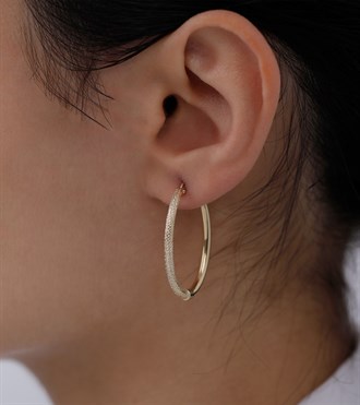 Desenli Oval Halka Küpe