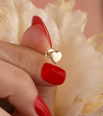 Mini Kalp Vidalı Küpe