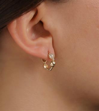 Taşlı Toplu Halka Küpe