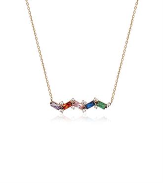 Renkli Taşlı Zikzak Kolye