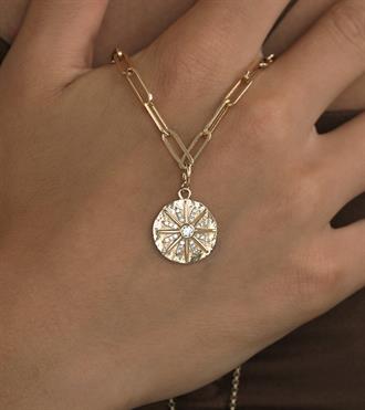 Taşlı Madalyon Kolye