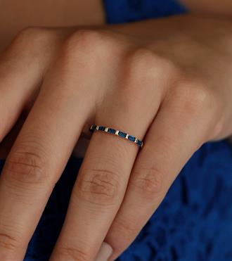 Lacivert Baget Dizilim Yüzük