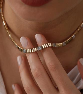 Taş Bloklu Çubuk Kolye