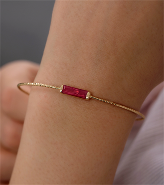 Pembe Taşlı Mini Dövme Bilezik