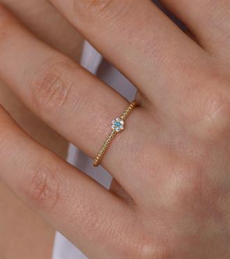 Mini Firuzeli Çiçek Yüzük