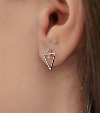 Taşlı Üçgen Tasarım Küpe