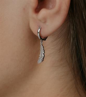 Kuş Tüyü Küpe-Beyaz