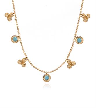 Firuze ve Tomurcuk Sıralı Kolye