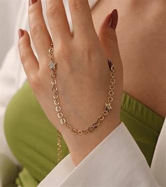 Yıldızlı Tasarım Zincir Mix Kolye