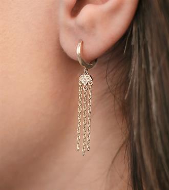 Zincir Sallantılı Nilüfer Küpe