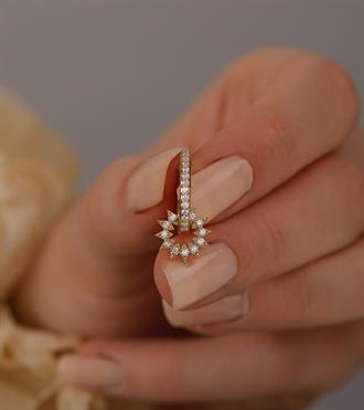 Taşlı Çark Altın Küpe