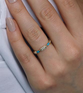 Firuze Taşlı İkon Yüzük