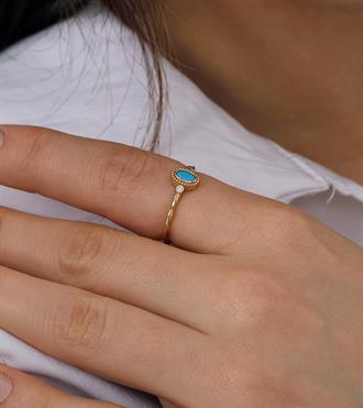 Taşlı Firuze Vintage Yüzük