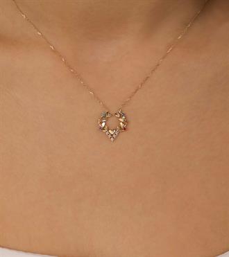 Renkli Taşlı Kalpli Kolye